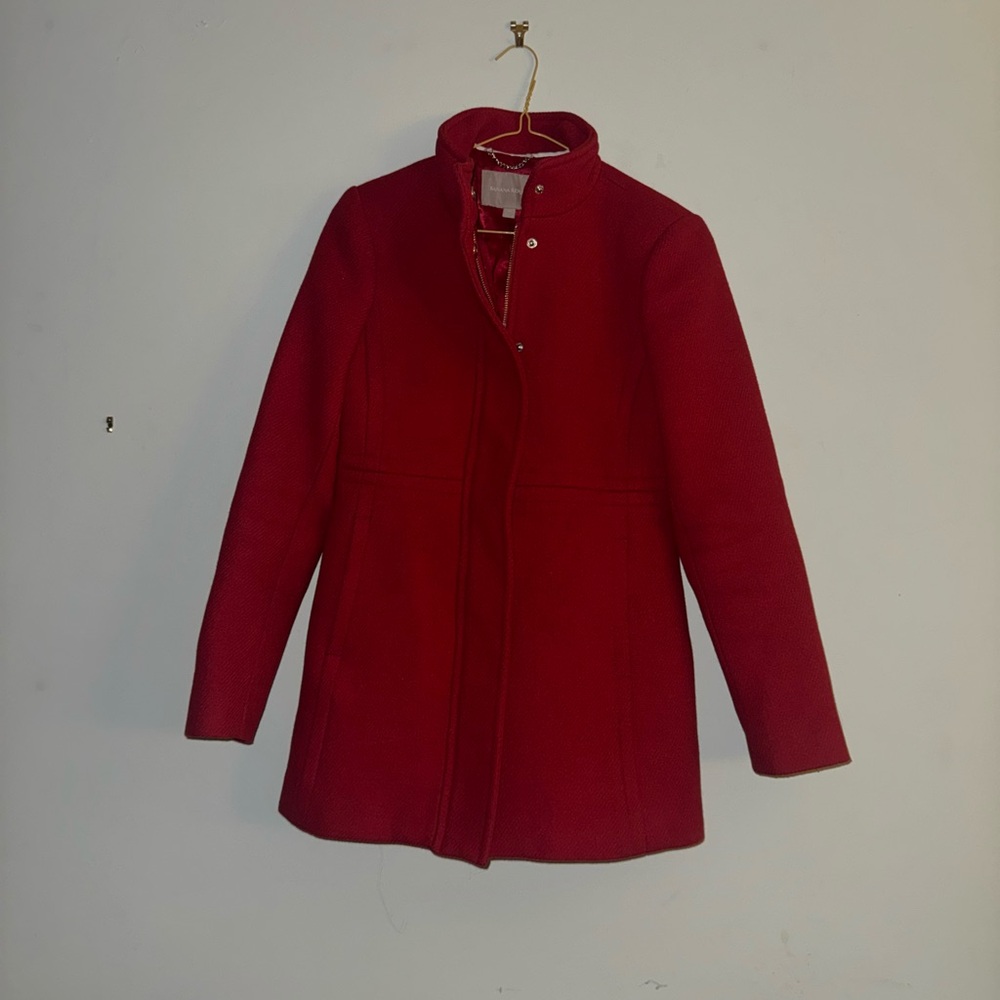 Banana Republic Rich Red Wool Pea Coat